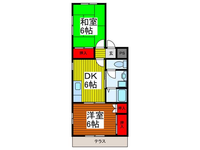 メゾンI.Y(2DK/1階)の間取り写真