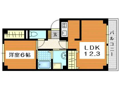 フォブール五日市駅前(1LDK/4階)の間取り写真