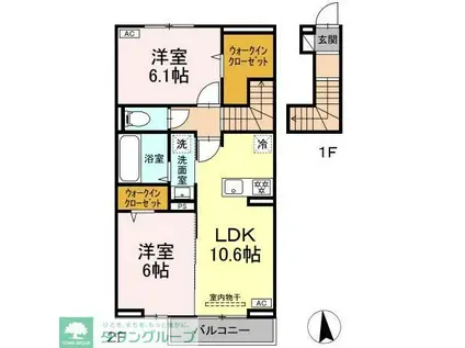 キャピタルワン(2LDK/2階)の間取り写真