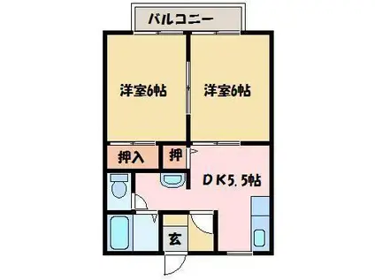 メゾントレビXII(2DK/2階)の間取り写真