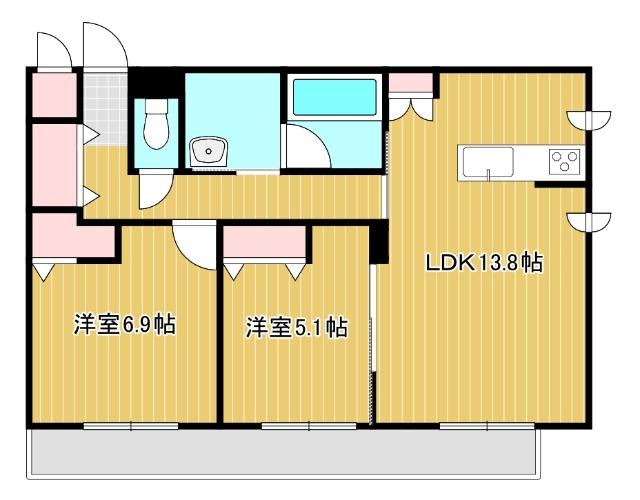 ジュノール千歳真々地(2LDK/2階)の間取り写真