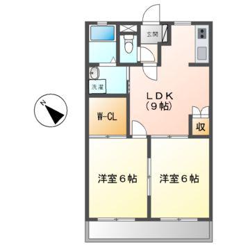 レジデンス善(2DK/1階)の間取り写真
