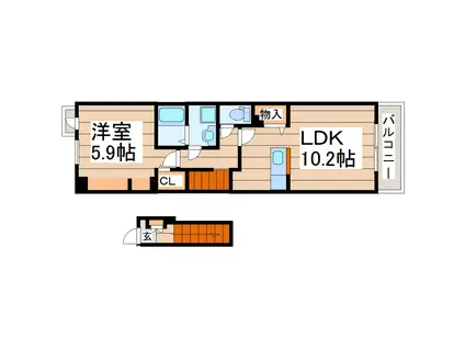 グランコートSKI(1LDK/2階)の間取り写真