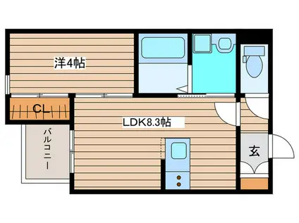 河原町2丁目(1LDK/2階)の間取り写真