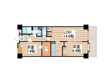 TO-BE国見駅マンション(2LDK/2階)の間取り写真