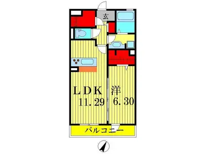 ボヌールメゾン(1LDK/2階)の間取り写真