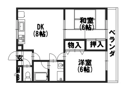 ピンクフィールド(2DK/4階)の間取り写真