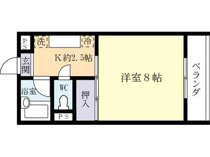 高野マンション(1K/4階)の間取り写真