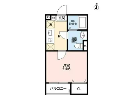 エクセラン所沢(1K/1階)の間取り写真