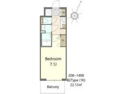 S-RESIDENCE大和田ALINE(1K/7階)の間取り写真