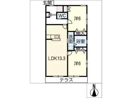 フェリーチェ・M(2LDK/1階)の間取り写真