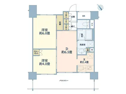 セルアージュ東神奈川アヴァンセ(2DK/2階)の間取り写真