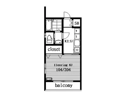 サンハウス(1K/2階)の間取り写真