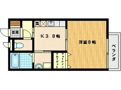 カナル桃山(1K/2階)の間取り写真
