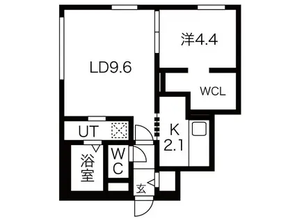 ブルーイング大通東(1LDK/1階)の間取り写真
