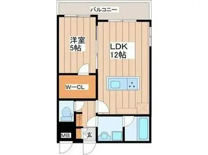 LUANA AIR RESIDENCE五橋(1LDK/3階)の間取り写真