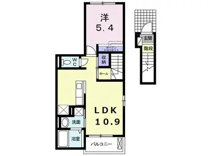 JR山陽本線 福山駅 徒歩19分 3階建 築12年(1LDK/2階)の間取り写真