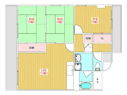 ロワールマンション吉塚II(3LDK/2階)の間取り写真