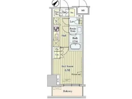 CERIO落合東中野(1K/3階)の間取り写真