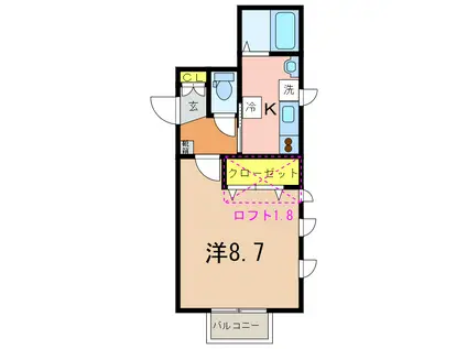 JR越後線 内野駅 徒歩8分 2階建 築14年(1K/1階)の間取り写真