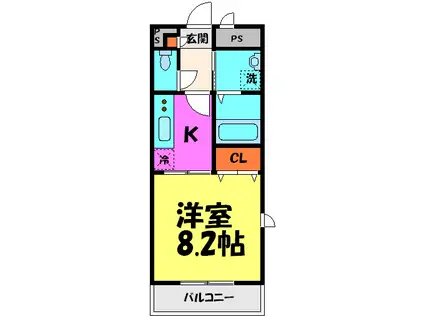 アムールKEISHI(1K/1階)の間取り写真