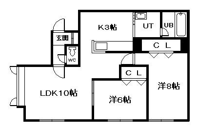 イーストAOI(2LDK/1階)の間取り写真