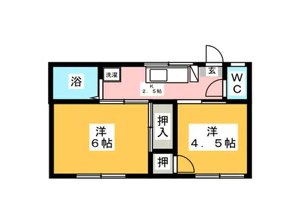 コーポフォルネ(2K/2階)の間取り写真