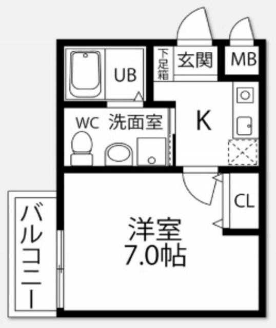 WING住之江(1K/3階)の間取り写真