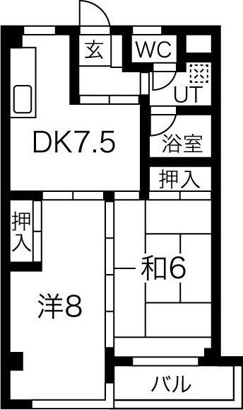 メゾン徳III(2DK/1階)の間取り写真