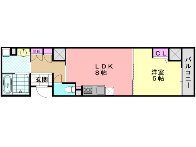 フォレストインサイド鳳(1LDK/3階)の間取り写真