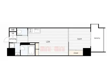 ZONNA神戸磯上通(1LDK/8階)の間取り写真
