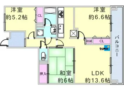 イーストスクエアーⅡ番館(3LDK/13階)の間取り写真
