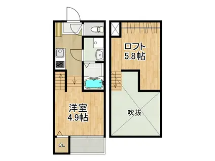 MODERN PALAZZO 貝津FAVEUR(1SK/2階)の間取り写真