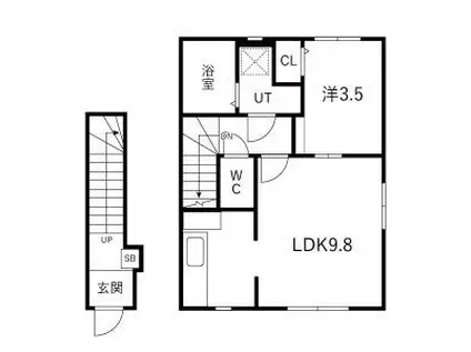 オリエンスB(1LDK/2階)の間取り写真