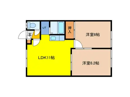 アークス北栄(2LDK/2階)の間取り写真