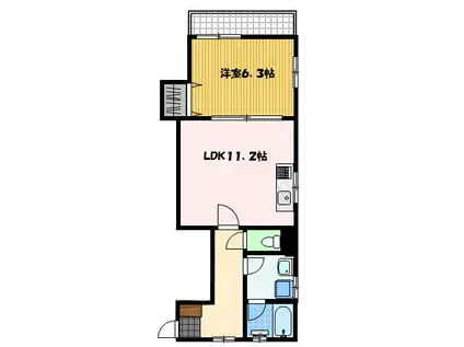 クレール築町(1LDK/4階)の間取り写真