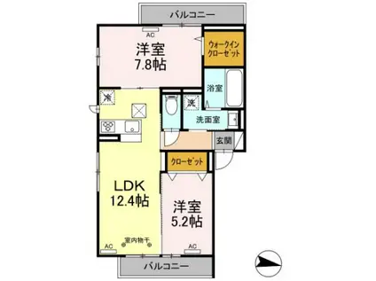 シャンポワール(2LDK/3階)の間取り写真