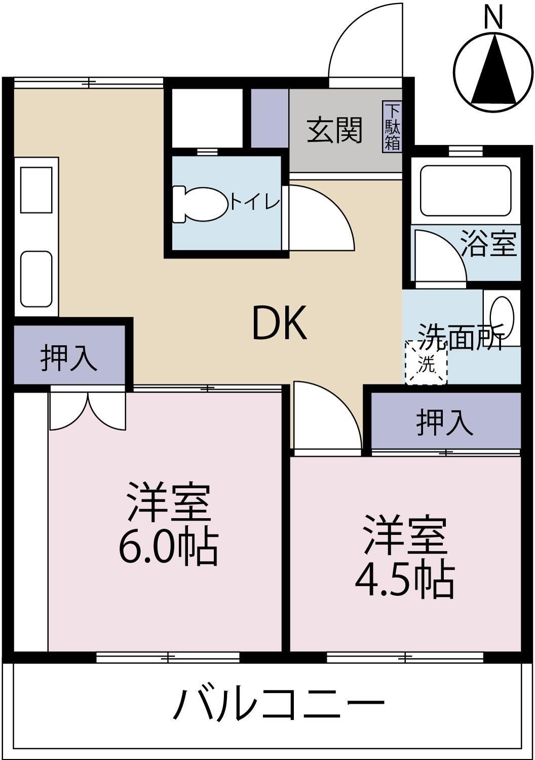 ラファミーユ大工町(2DK/8階)の間取り写真