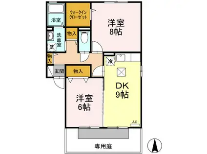 ヌーベルバーグB(2DK/1階)の間取り写真