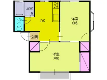 清水ヒルズF(2DK/1階)の間取り写真