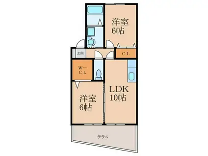 ヴェルジェ深田(2LDK/1階)の間取り写真