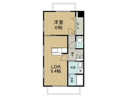 第三奥村マンション(1LDK/6階)の間取り写真