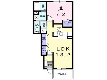 ノースフィールド(1LDK/1階)の間取り写真