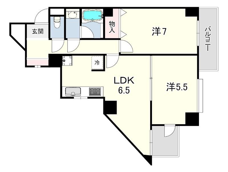 ライオンズマンション西明石(2LDK/10階)の間取り写真