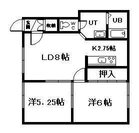 セレナハイツ(2LDK/2階)の間取り写真