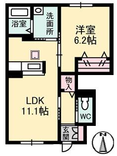 シャーメゾン晟(1LDK/1階)の間取り写真