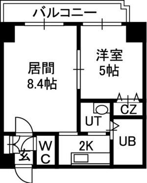 WILL DO南12条(1LDK/4階)の間取り写真