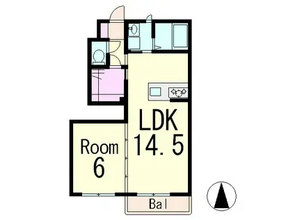 メゾンさくら(1LDK/1階)の間取り写真