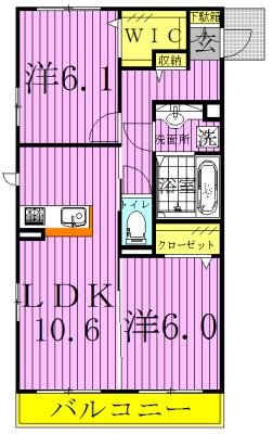 フラッツ酒井根I(2LDK/1階)の間取り写真