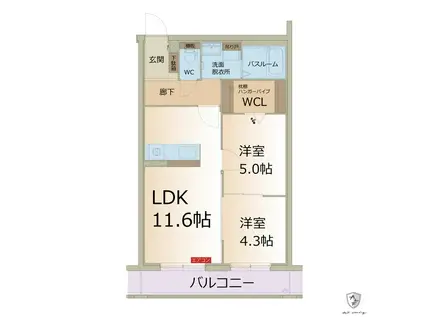 RICORDI宝町(2LDK/3階)の間取り写真